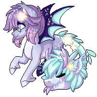 Size: 200x200 | Tagged: safe, artist:silentwolf-oficial, oc, oc only, cow plant pony, original species, plant pony, pony, augmented tail, bat wings, closed species, ethereal mane, forked tongue, glasses, hoof fluff, horns, pixel art, plant, simple background, starry mane, thorn, transparent background, wings
