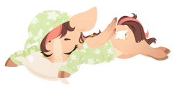 Size: 4000x2042 | Tagged: safe, artist:belka-sempai, oc, oc only, pegasus, pony, clothes, eyes closed, female, freckles, hat, mare, nightcap, pajamas, pillow, simple background, sleeping, solo, transparent background