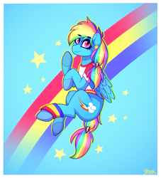 Size: 1329x1464 | Tagged: safe, artist:aaa-its-spook, rainbow dash, pegasus, pony, g4, alternate hairstyle, backwards cutie mark, clothes, female, headcanon, mare, pansexual pride flag, pride, pride flag, sexuality headcanon, solo