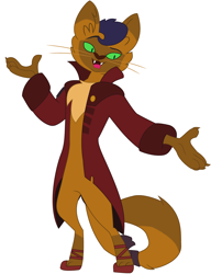Size: 3582x4671 | Tagged: safe, artist:hubfanlover678, capper dapperpaws, abyssinian, anthro, g4, ballet slippers, chest fluff, clothes, coat, male, simple background, solo, white background