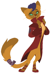 Size: 424x620 | Tagged: safe, artist:hubfanlover678, capper dapperpaws, abyssinian, anthro, g4, ballet slippers, chest fluff, clothes, coat, male, simple background, solo, white background