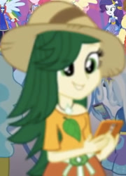 Size: 379x525 | Tagged: safe, screencap, sweet leaf, equestria girls, equestria girls specials, g4, my little pony equestria girls: better together, my little pony equestria girls: rollercoaster of friendship, background human, cropped, phone