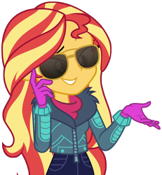 Size: 5552x6000 | Tagged: safe, artist:famousmari5, sunset shimmer, equestria girls, equestria girls specials, g4, my little pony equestria girls: better together, my little pony equestria girls: holidays unwrapped, absurd resolution, clothes, female, gloves, pants, simple background, solo, sunglasses, sweater, transparent background, vector