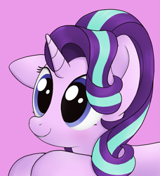 Size: 823x901 | Tagged: safe, artist:noosa, starlight glimmer, pony, unicorn, g4, cute, female, floppy ears, glimmerbetes, lying down, mare, simple background, smiling, solo, weapons-grade cute