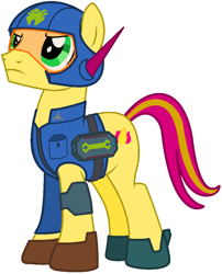 Size: 818x1010 | Tagged: safe, oc, oc only, oc:golden flare, pony, fanfic:snap ships: battle for equus, helmet, looking up, male, simple background, solo, stallion, toolbox, white background