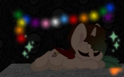 Size: 1280x800 | Tagged: safe, artist:moonlitrosekat, oc, oc only, alicorn, bat pony, bat pony alicorn, pony, bat wings, female, filly, horn, sleeping, solo, wings