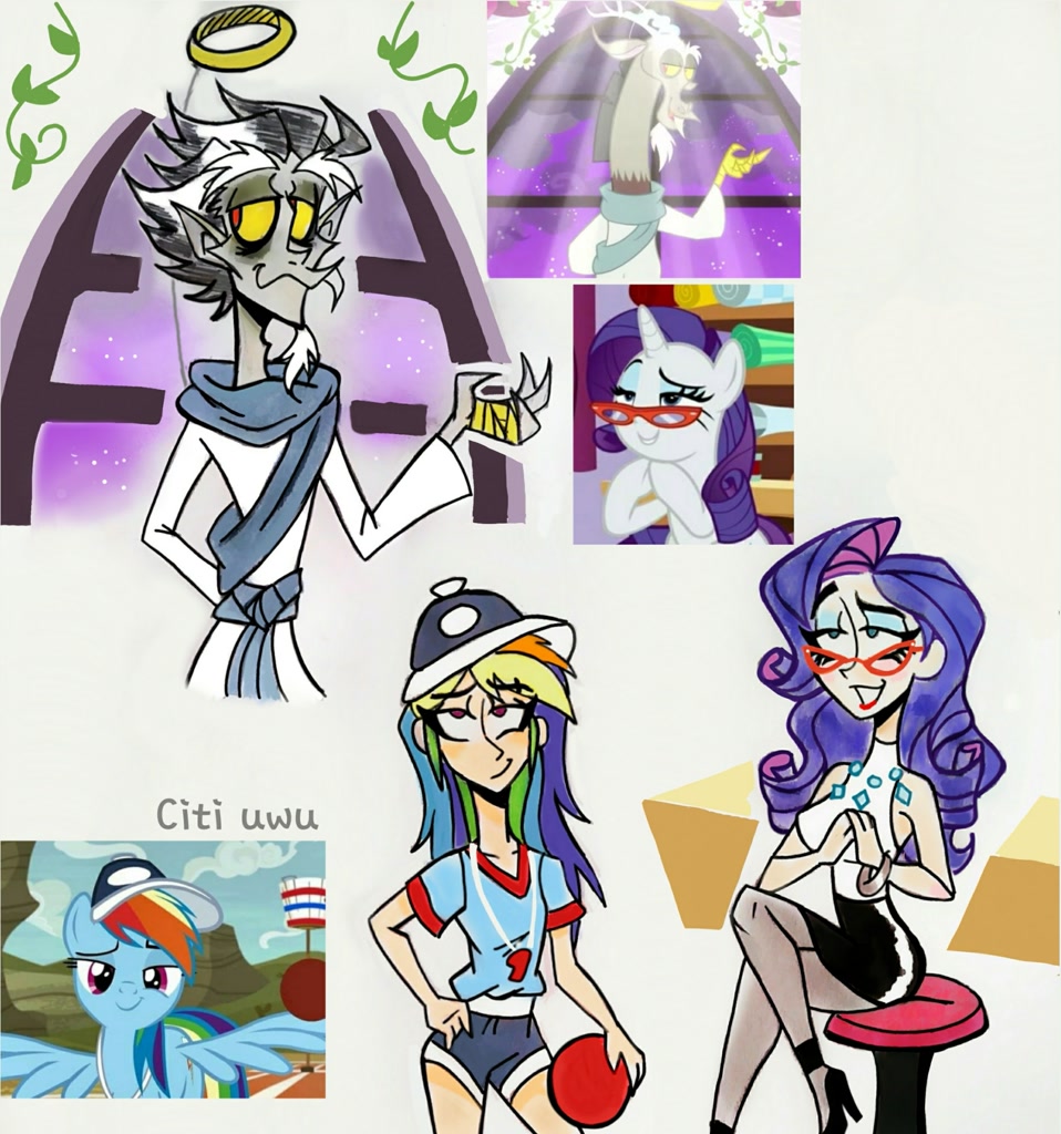 Safe Artist Citi Screencap Discord Rainbow Dash Rarity