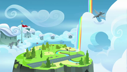 Size: 1280x720 | Tagged: safe, screencap, g4, top bolt, background, rainbow waterfall, wonderbolts academy (place)