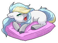 Size: 200x149 | Tagged: safe, artist:silentwolf-oficial, oc, oc only, earth pony, pony, colored hooves, earth pony oc, eyes closed, lying down, pixel art, prone, signature, simple background, sleeping, solo, transparent background