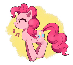 Size: 708x628 | Tagged: safe, artist:tomato mameta, pinkie pie, earth pony, pony, g4, abstract background, cute, diapinkes, eyes closed, female, mare, music notes, profile, simple background, solo, white background