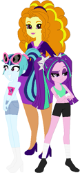 Size: 339x729 | Tagged: safe, artist:sturk-fontaine, adagio dazzle, aria blaze, sonata dusk, equestria girls, g4, alternate universe, base used, breasts, business suit, busty adagio dazzle, child bearing hips, clothes, curvy, family, female, mamadagio, milf, mother and child, mother and daughter, simple background, sports tape, sunglasses, the dazzling family, the dazzlings, twin sisters, white background, wide hips