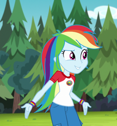 Size: 1002x1080 | Tagged: safe, screencap, rainbow dash, equestria girls, g4, my little pony equestria girls: legend of everfree, camp everfree outfits, capri pants, clothes, cropped, cute, dashabetes, female, shirt, solo, t-shirt, tomboy