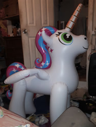 Size: 2448x3264 | Tagged: safe, photographer:ponyfan63, alicorn, pony, door, food, high res, inflatable, inflatable toy, irl, photo, sprinkles