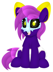 Size: 2938x4000 | Tagged: safe, artist:duckie, oc, oc only, oc:aeris strider, earth pony, pony, vampire, vampony, black sclera, bow, cute, diaper, earth pony oc, eye clipping through hair, eyebrows, eyebrows visible through hair, female, filly, hair bow, high res, ocbetes, open mouth, open smile, simple background, sitting, smiling, solo, transparent background, young