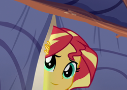 Size: 1142x808 | Tagged: safe, edit, edited screencap, editor:mycarhasamoustache, screencap, sunset shimmer, equestria girls, g4, my little pony equestria girls: legend of everfree, cropped, female, smile edit, solo