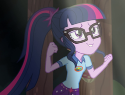 Size: 1416x1080 | Tagged: safe, screencap, sci-twi, twilight sparkle, equestria girls, g4, my little pony equestria girls: legend of everfree, camp everfree outfits, cropped, female, solo