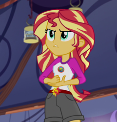 Size: 978x1018 | Tagged: safe, screencap, sunset shimmer, equestria girls, g4, my little pony equestria girls: legend of everfree, camp everfree outfits, cropped, female, solo