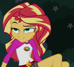 Size: 984x895 | Tagged: safe, screencap, sunset shimmer, equestria girls, g4, my little pony equestria girls: legend of everfree, camp everfree outfits, cropped, female, solo