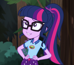 Size: 1188x1038 | Tagged: safe, screencap, sci-twi, twilight sparkle, equestria girls, g4, my little pony equestria girls: legend of everfree, adorkable, camp everfree outfits, cropped, cute, dork, female, solo, twiabetes