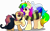 Size: 9319x5700 | Tagged: safe, artist:rainbowtashie, oc, oc:rainbow tashie, oc:sparkling apples, earth pony, pony, unicorn, vampire, animal costume, bee costume, butt, clothes, commissioner:bigonionbean, costume, cute, fangs, female, flank, fusion, fusion:apple bloom, fusion:dinky hooves, halloween, halloween costume, mare, plot, simple background, transparent background, writer:bigonionbean