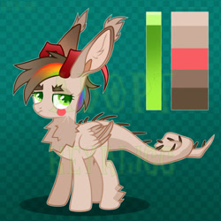 Size: 800x800 | Tagged: safe, artist:keyrijgg, oc, original species, pony, adoptable, art, auction, bunny ears, color palette, horns, prehensile tail, reference sheet, spikes, watermark, wings