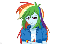 Size: 1920x1280 | Tagged: safe, artist:deaashmoon, rainbow dash, equestria girls, g4, crossed arms, cute, dashabetes, female, looking at you, simple background, solo, white background