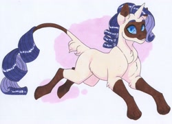 Size: 3747x2707 | Tagged: safe, artist:frozensoulpony, oc, oc only, oc:clear cut, hybrid, pony, high res, interspecies offspring, male, offspring, parent:capper dapperpaws, parent:rarity, parents:capperity, solo, traditional art