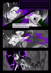 Size: 1600x2291 | Tagged: safe, artist:tillie-tmb, oc, oc:tempest, pony, unicorn, comic:the amulet of shades, angry, comic, crying, dark magic, magic, scared, tears of anger, tears of rage