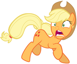 Size: 8500x7000 | Tagged: safe, artist:tardifice, applejack, earth pony, pony, campfire tales, g4, cowboy hat, cutie mark, female, hat, mare, open mouth, screaming, simple background, solo, stetson, transparent background, vector