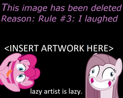 Size: 768x614 | Tagged: safe, pinkie pie, earth pony, pony, g4, black background, joke, lol, op is a duck, pinkamena diane pie, pointless upload, response to derpibooru, silly, silly face, silly pony, simple background, vector