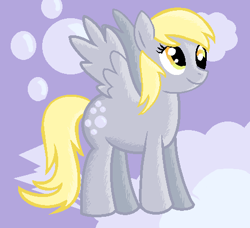 Size: 468x426 | Tagged: safe, artist:maverickmam, derpy hooves, pegasus, pony, g4, abstract background, bubble, female, mare, smiling, solo