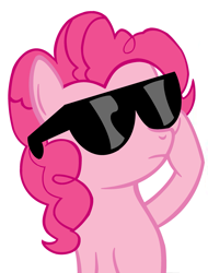 Size: 2135x2809 | Tagged: safe, artist:maverickmam, pinkie pie, earth pony, pony, g4, bust, female, high res, mare, ms paint, salute, simple background, sunglasses, white background