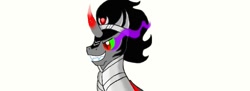 Size: 1051x384 | Tagged: safe, artist:maverickmam, king sombra, pony, unicorn, g4, bust, grin, male, simple background, smiling, sombra eyes, stallion, white background