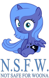 Size: 1450x2303 | Tagged: safe, artist:zacatron94, edit, editor:slayerbvc, princess luna, pony, accessory-less edit, cute, female, filly, looking at you, missing accessory, not safe for woona, nsfw, simple background, sitting, solo, transparent background, wide eyes, woona, younger