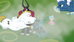 Size: 1920x1080 | Tagged: safe, screencap, bulk biceps, cozy glow, lord tirek, misty fly, night glider, queen chrysalis, alicorn, centaur, changeling, changeling queen, pegasus, pony, g4, the ending of the end, alicornified, cozycorn, female, filly, male, mare, nose piercing, nose ring, piercing, race swap, septum piercing, stallion, ultimate chrysalis