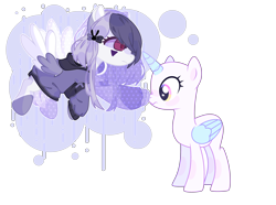 Size: 3976x2952 | Tagged: safe, artist:mint-light, artist:thieeur-nawng, oc, oc only, alicorn, pony, alicorn oc, bald, base used, boop, clothes, duo, eyelashes, female, high res, horn, mare, simple background, transparent background, wings