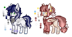 Size: 1358x705 | Tagged: safe, artist:silentwolf-oficial, artist:tay-niko-yanuciq, oc, oc only, earth pony, pegasus, pony, base used, clothes, duo, earth pony oc, heterochromia, neckerchief, pegasus oc, simple background, transparent background, wings