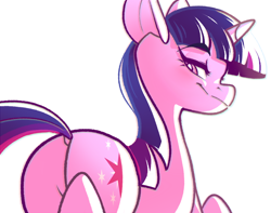 Size: 1074x847 | Tagged: safe, artist:sourspot, twilight sparkle, pony, unicorn, g4, butt, dock, female, looking at you, looking back, looking back at you, mare, plot, simple background, smiling, solo, twibutt