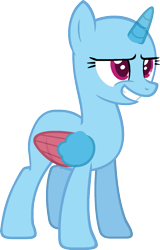 Size: 985x1542 | Tagged: safe, artist:pegasski, oc, oc only, alicorn, pony, g4, wonderbolts academy, alicorn oc, bald, base, eyelashes, female, grin, horn, mare, simple background, smiling, solo, transparent background, two toned wings, wings