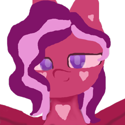 Size: 500x500 | Tagged: safe, artist:poniartsy, oc, oc only, oc:cinnamon hearts, pegasus, pony, female, hearts on cheeks, looking at you, pegasus oc, purple eyes, simple background, solo, transparent background, wings