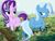 Size: 1280x968 | Tagged: safe, artist:agent751, artist:agenthotman, artist:famousmari5, artist:hellswolfeh, starlight glimmer, trixie, oc, oc:checkerboard, pony, g4, behaving like a cat, female, giant pony, giant unicorn, giantess, lesbian, macro, ship:startrix, shipping