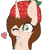 Size: 570x570 | Tagged: safe, artist:poniartsy, oc, oc only, oc:strawberry, fruit pony, object pony, original species, pony, unicorn, big ears, blushing, female, food, fruit, hairy chest, heart, horn, one eye closed, ponified, simple background, solo, transparent background, unicorn oc, wink