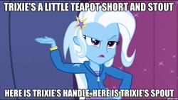 Size: 960x540 | Tagged: safe, edit, edited screencap, screencap, trixie, equestria girls, g4, my little pony equestria girls: rainbow rocks, caption, image macro, solo, text