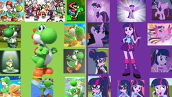 Size: 1920x1080 | Tagged: safe, artist:sugar-loop, artist:super-nick-2001, sci-twi, twilight sparkle, alicorn, yoshi, equestria girls, g4, magical mystery cure, my little pony equestria girls, my little pony equestria girls: friendship games, my little pony equestria girls: legend of everfree, my little pony equestria girls: rainbow rocks, my little pony: the movie, the crystal empire, twilight's kingdom, baby mario, baby yoshi, blushing, camp everfree outfits, clothes, colored wings, crystal prep academy uniform, eqg promo pose set, fall formal outfits, let the rainbow remind you, mario, mario kart, mario kart tour, mario strikers, mario strikers charged, mario tennis, mario tennis aces, multicolored wings, nintendo, ponied up, rainbow power, rainbow wings, school uniform, super mario bros., super mario strikers, super mario world, super smash bros., super smash bros. ultimate, twilight sparkle (alicorn), twolight, wings, yoshi's island, yoshi's woolly world, yoshilight