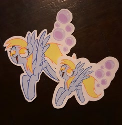 Size: 2001x2048 | Tagged: safe, artist:syrupyyy, derpy hooves, pegasus, pony, g4, bubble, cute, derpabetes, female, flying, high res, mare, open mouth, self ponidox, soap bubble, solo, sticker