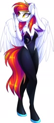 Size: 854x1916 | Tagged: safe, artist:scarlet-spectrum, oc, oc:diamond sun, pegasus, anthro, unguligrade anthro, breasts, clothes, commission, cosplay, costume, female, ghost spider, hips, mare, solo, spider-gwen, watermark, wings