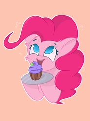 Size: 1550x2100 | Tagged: safe, artist:ponyangle, pinkie pie, earth pony, pony, g4, cupcake, cute, diapinkes, female, food, mare, simple background