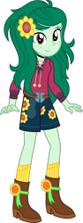 Size: 1366x3615 | Tagged: safe, artist:sketchmcreations, wallflower blush, equestria girls, g4, let it rain, my little pony equestria girls: better together, clothes, commission, female, flower, flower in hair, looking at you, music festival outfit, simple background, smiling, socks, solo, transparent background, vector