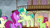 Size: 1920x1080 | Tagged: safe, screencap, berry punch, berryshine, bon bon, peppe ronnie, sandbar, sweetie drops, earth pony, pony, g4, my little pony: friendship is magic, the ending of the end, butt, friendship student, male, overcast, plot, ponyville town hall