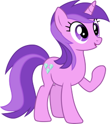 Size: 3000x3373 | Tagged: safe, artist:cloudy glow, artist:parclytaxel, amethyst star, sparkler, pony, unicorn, g4, the super speedy cider squeezy 6000, .ai available, female, high res, mare, open mouth, raised hoof, simple background, smiling, solo, transparent background, vector